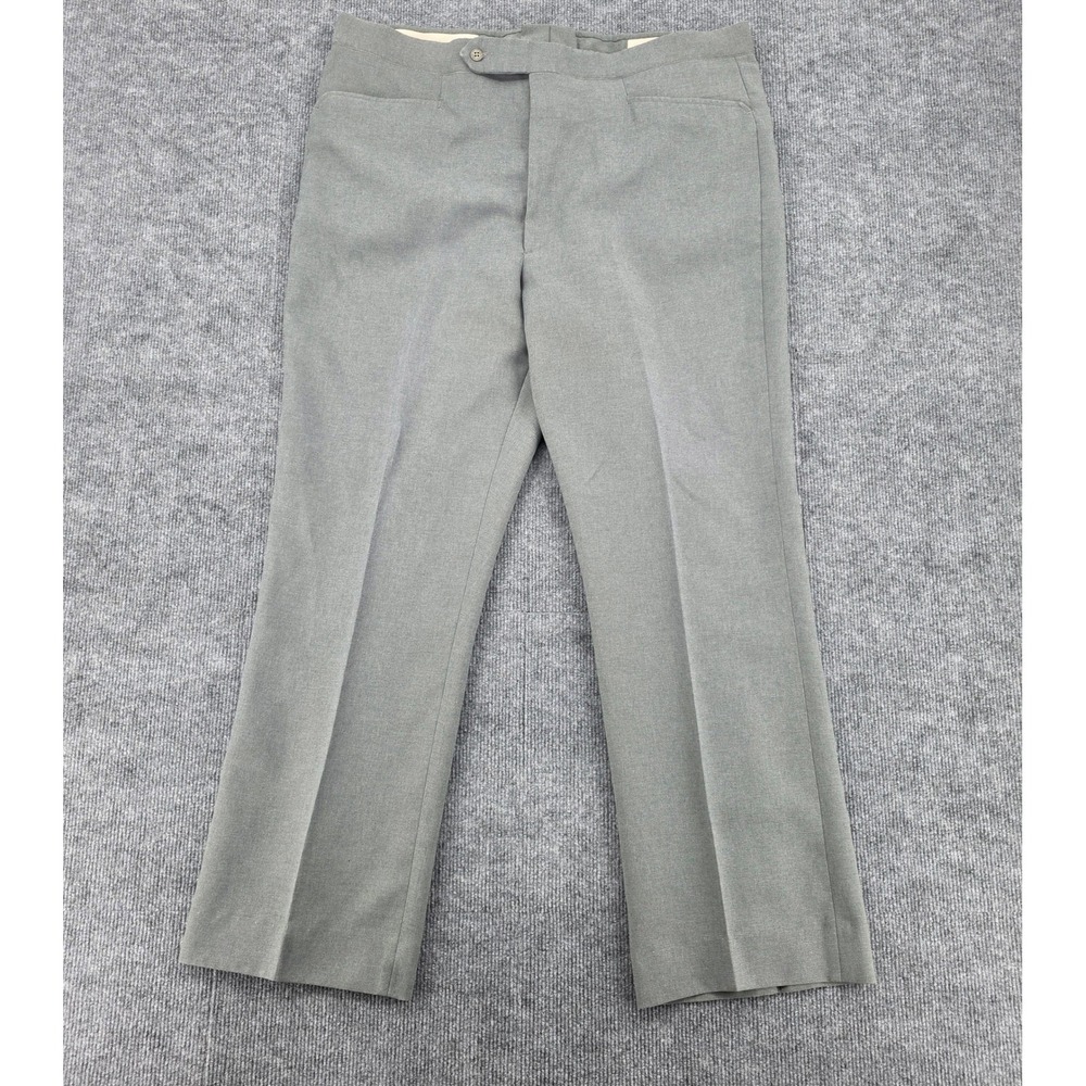 Vintage Mens Grey Dress Trousers Straight Leg Sansabelt Slacks 38x28.5 0550